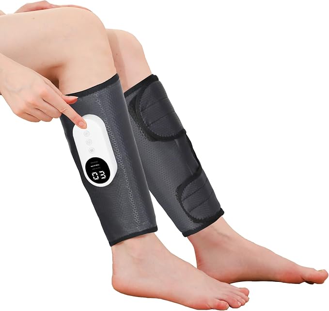 LINGTENG Leg Massager for Circulation and Pain Relief, Calf Air Compression Massager with Heat, Leg Massager with 3 Intensities, 3 Modes, Easy to use, Muscle Relaxation, Gifts (Pair)