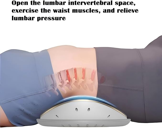Upgraded Lumbar Massager - 26° Oscillating Traction for Lower Back Pain Relief, Heating & Vibrating Functions Included, Adjustable Back Stretcher for Home & Office Use