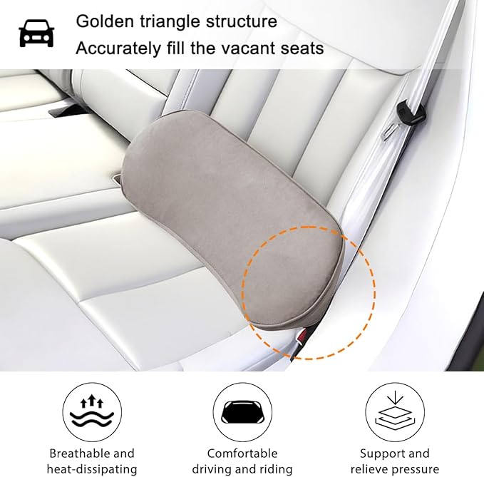 Zpana Car Lumbar Support Pillow, Memory Foam Vehicle Seat Lower Back Support Cushion for Back Pain Relief & Sciatica, Comfortable Auto Driver Seat Pad, Universal for Vehicles (Light Gray)