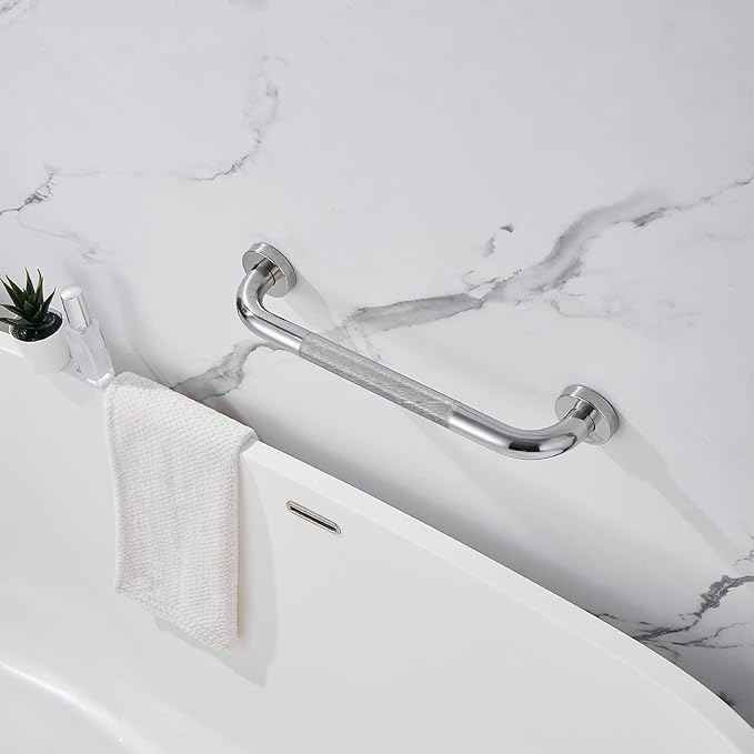 Shower Grab Bar, 2 Pack 16 Inch Bathroom Grab Bar, 1.25" Diameter 304 Stainless Steel Anti-Slip Grab Bars for Bathtubs and Showers, Handicap Shower Grab Bar for Seniors Elderly
