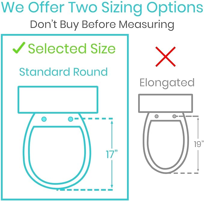 Vive Raised Toilet Seat Riser for Seniors (with Handles) - Handicap Rail Grab Bar Seat for Over Toilet - Elevated Safety for Elderly, Disabled, Medical - Standard