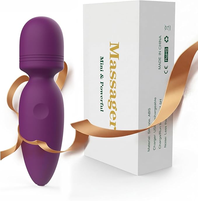 Fuwyiy Mini Massager Tools,Small Waterproof Cordless Handheld Massager with 10 Vibration Modes, Personal Handheld Massager for Back（Purple）