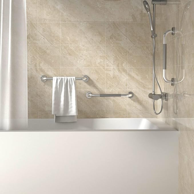 16 Inch Shower Grab Bars for Bathtubs,2 Pack Stainless Steel Bath Grab Bar, Knurled Bathroom Safety Rail, Shower Handrail Support, Handicap Elderly Senior Balance Assist Handles