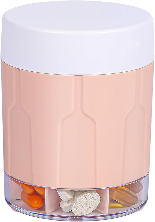 Betife Extra Large Supplement Organizer,Weekly Pill Organizer Bottle, Daily Pill Dispenser with 7 Large Compartments, Organizer to Hold 7 Day Vitamin Medication,21 Labels and a Cleaning Brush（Pink）