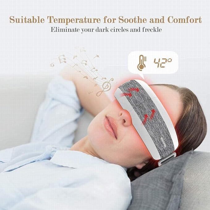 Fronnor Eye Massager with Heat for Relief,Heated Eye Mask with Music Eye Care Device for Eye Strain,Great Gift Idea