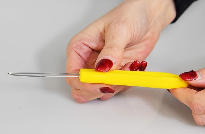 HOME-X Button Hook Helper, Assistance Tool for The Elderly, One-Hand Button Tool- Yellow- 6” L x ¾” W