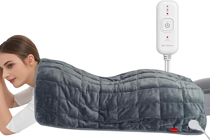 Comfytemp Weighted Large Heating Pad 17"×33" for Back & Period, FSA Eligible Far Infrared Electric Heat Pad, Mothers Day Gifts for Mom Women, HSA King Size Heated Pad with Evenly Filling Ceramic Bead