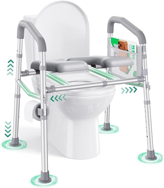 PopWise Raised Toilet Seat with Handles, 500 lb Anti-Wobble Frame, Easy to Install Toilet Seat Risers for Senior, Pregnant, Post-Surgery, Adjustable Height & Width Toilet Seat Riser, Fits Most Toilets