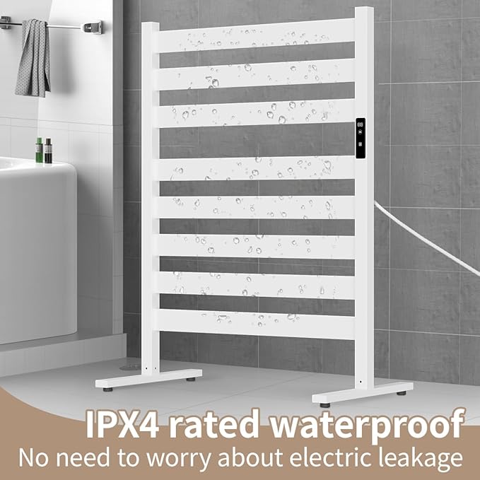 Verida Towel Warmer for Bathroom, Heated Towel Rack, Upgraded Extra-Wide Heating Area, Built-in Timer and Temperature Adjustment, Large Free-Standing Heated Towel Racks, White 8 Bar Large