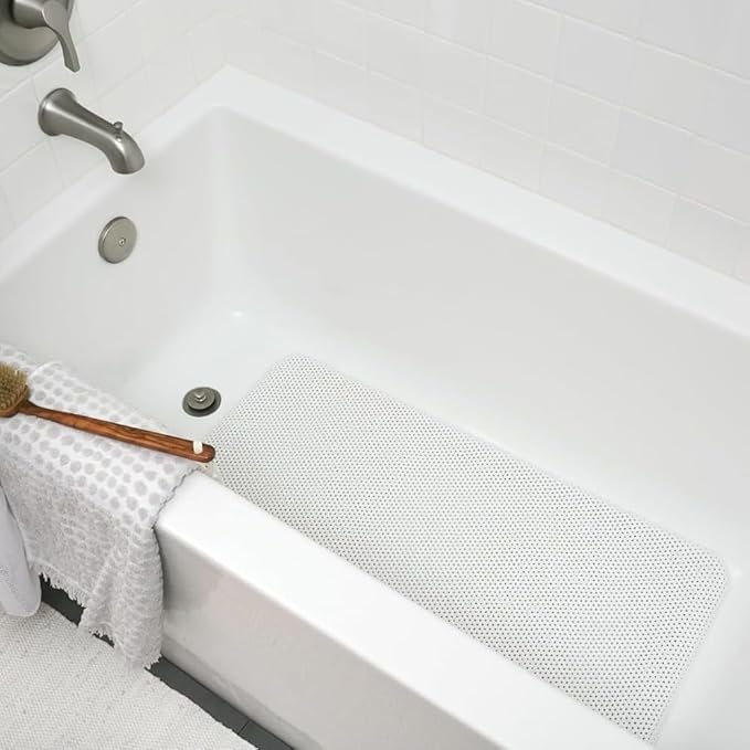 Duck Brand Clorox Cushioned Foam Bath Mat for Tubs, Non-Slip with Suction Cups, 17 Inches x 36 Inches, White