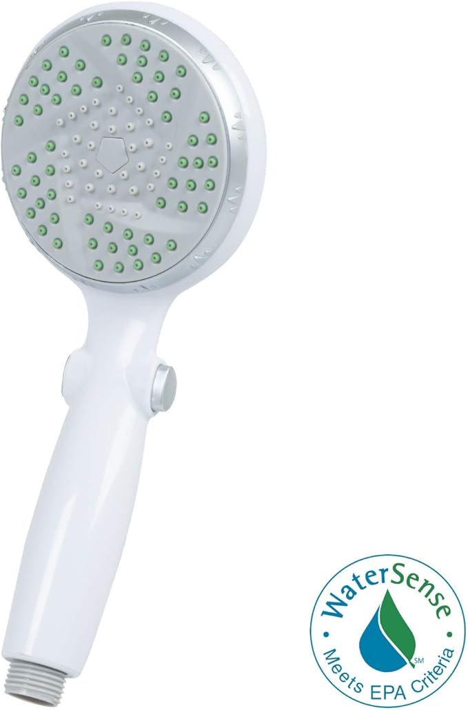 Carex Handheld Shower Head with Extra Long 84" Flexible Hose and Convenient Pause Function - Watersense Certified Handheld Shower Head with Hose with Oversized Spray Head - White