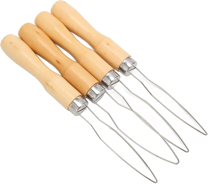 Generic Button Hook for Seniors, 4Pcs Button Hook Wooden Handle Stainless Steel Wire Semi Flexible Assist Tool with Comfort Grip Handle Assist Tool for The