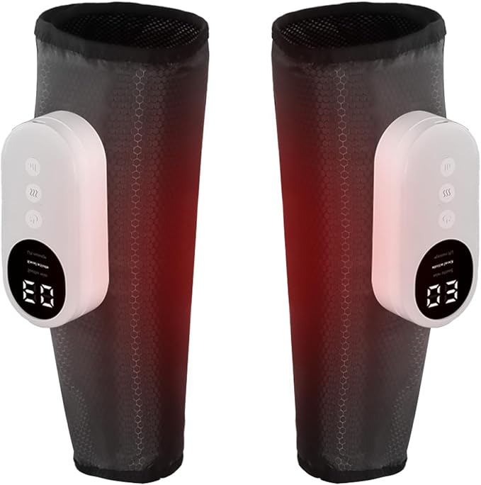 LINGTENG Calf Air Compression Massager for Circulation and Pain Relief, Leg Massager with Heat, Relieve Fatigue, Help for Edema and Varicose Veins, Gifts (Calf: Within 22.5 inches)