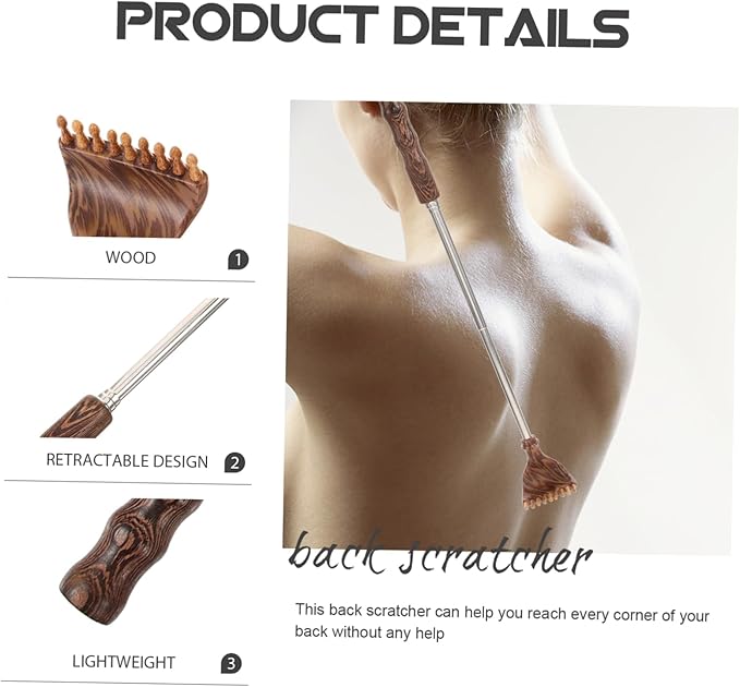 Retractable Wooden Back Scratcher Purple Sandalwood 20 Extendable Body Massager Tool for Adults Portable Itching Relief Device for Seniors and Travel