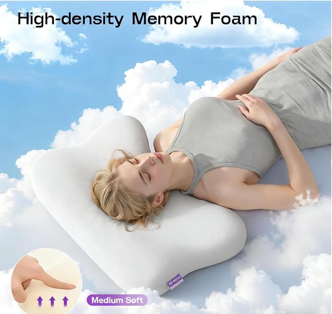 ZZ-WELL Side Sleeper Pillows - Patented Cervical Neck Pillow for Sleeping with Cooling & Removable Cover- High Loft Heavy Density Memory Foam Pillow for Side Back Sleepers (Light Grey)