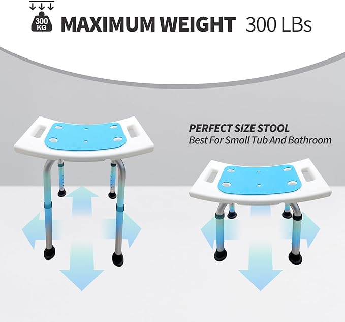 Bcareself Narrow Bathtub Shower Seat for Inside Shower Bath Stool with Arms Shower Stool Shower Chairs for Seniors Elderly Disabled Handicap Height Adjustable Tool-Free Assembly 300lbs, White