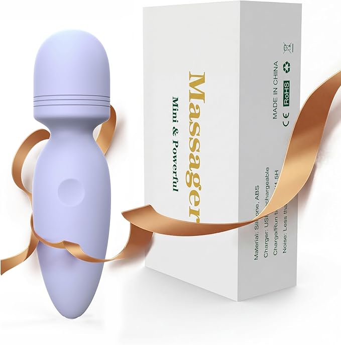 Fuwyiy Mini Massager Tools,Small Waterproof Cordless Handheld Massager with 10 Vibration Modes, Personal Handheld Massager for Back（Gray Purple）