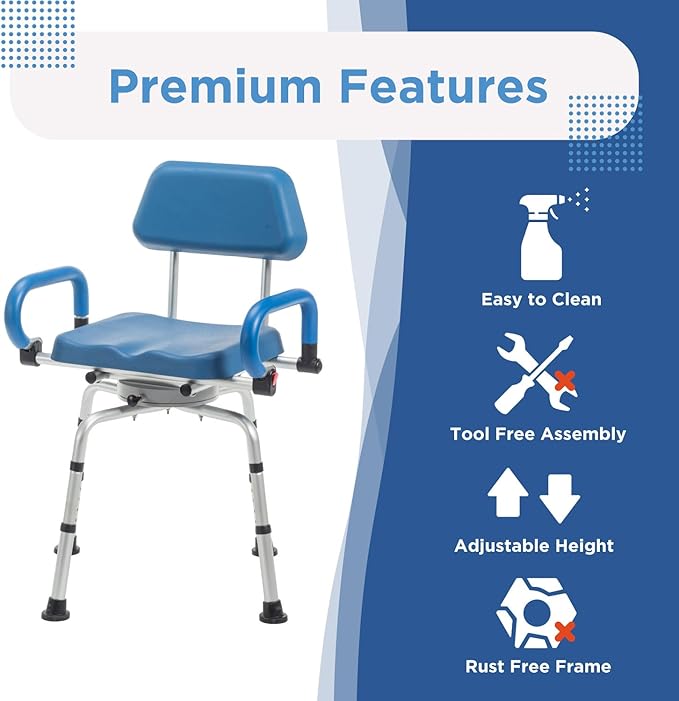 Journey SoftSecure 360 Degree Rotating Shower Chair, Padded Swivel Bathtub Seat