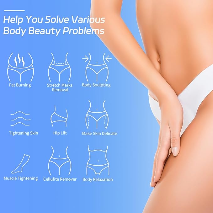 Lymphatic Drainage Massager & Body Massage Tool, Helps Reduce Stretch Marks & Cellulite, for Legs, Arms & Belly, Body Sculpting Machine with Microcurrent, Light, Heat & Vibration