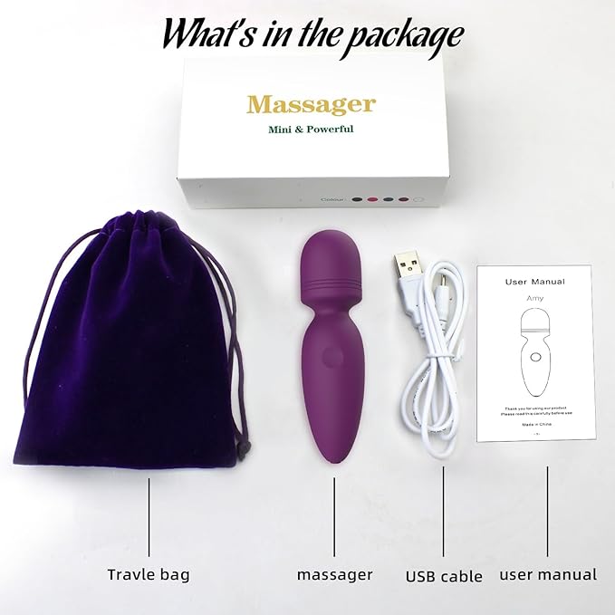 Fuwyiy Mini Massager Tools,Small Waterproof Cordless Handheld Massager with 10 Vibration Modes, Personal Handheld Massager for Back（Purple）