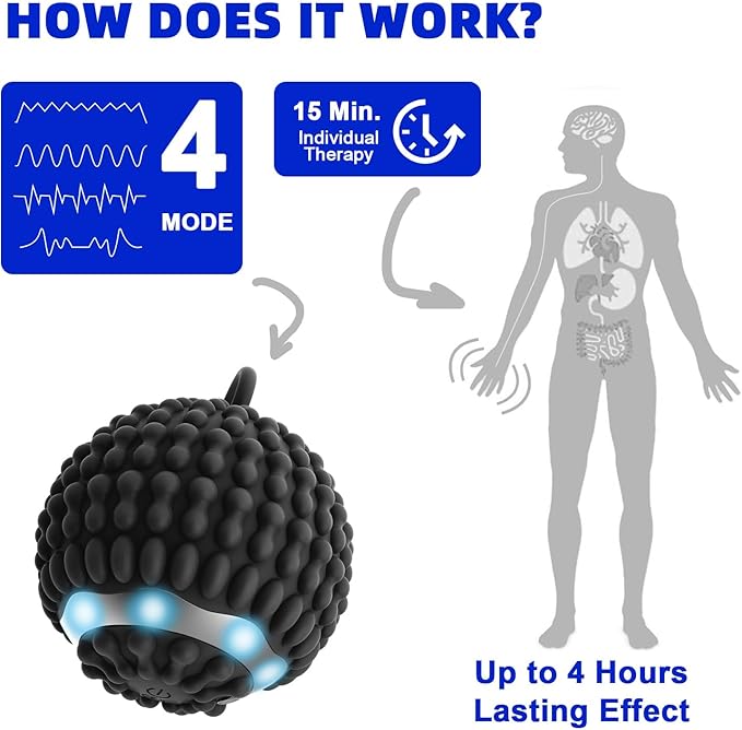 Physical Vibration Therapy Ball - Rechargeable Vibrating Massage Ball for Reduce Hand Tremors(Parkinson's), Stress Relief, Portable Tremor Reduction Device for Home/Travel, Elderly-Friendly Design