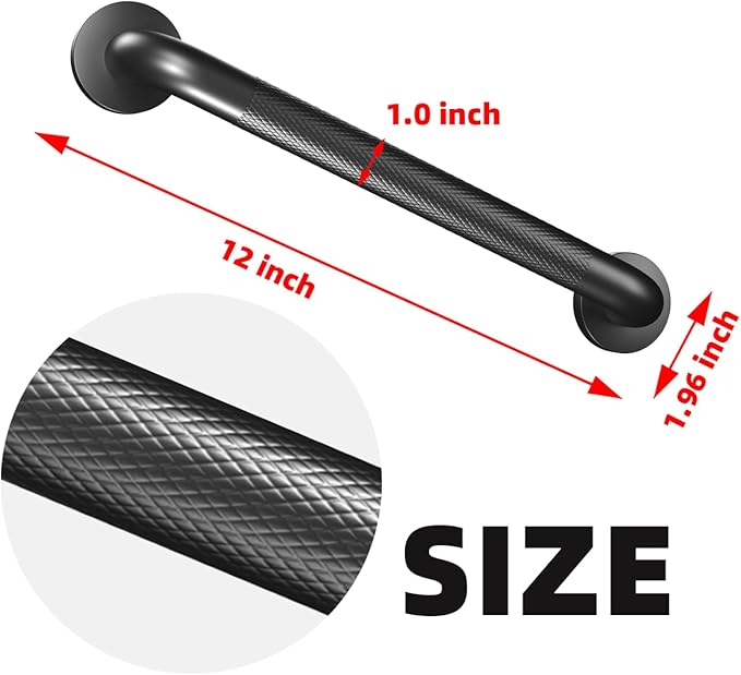Metal Industrial Stairs Grab Wall Handrail Staircase Steps Indoor Exterior Outdoor Deck Hand Rail Safety Grab Bar Handle for Stairs Bars Wall Elderly Grab Frame Pipe (12 Inch 1 Pack Anti-Slip)