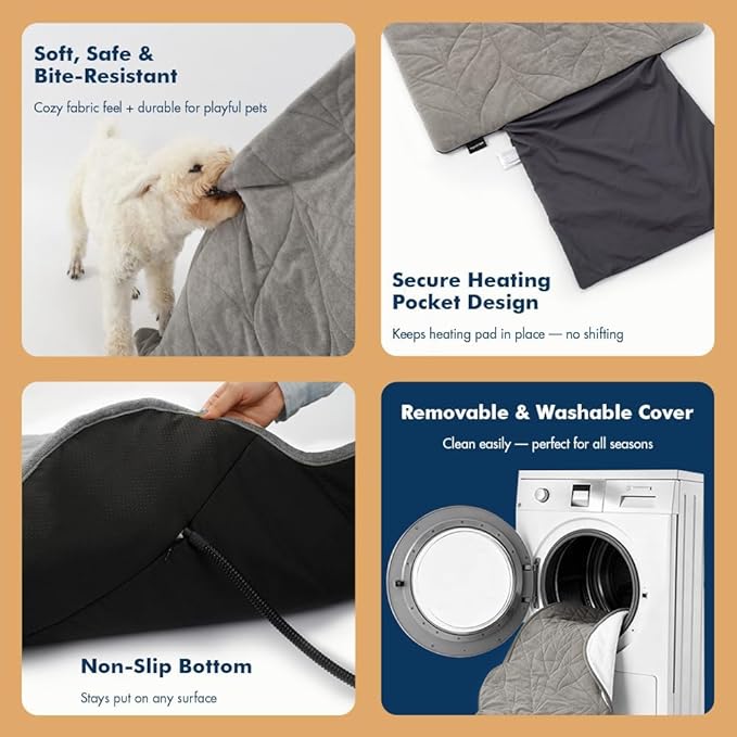 Vagascape Dog Pad (31"x20") - Waterproof Mat & Pet Bed for Indoor and Outdoor Use, Chew Resistant Cord, Machine Washable Cover with Wheat Pattern Quilting, for Cats and Pets
