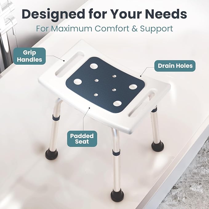 PELEGON® Shower Chair for Inside Shower (300 lb) - Adjustable Height Shower Stool - Shower Seats for Adults, Bath Stools for Shower to Sit, Shower Chair, Shower Stools for Adults Sitting - Teal