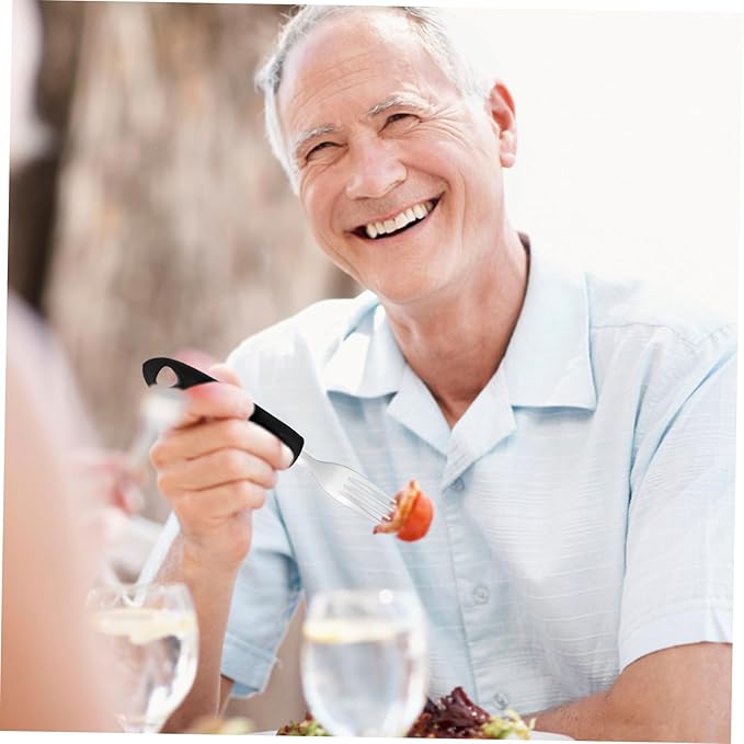 Elderly Adaptive Weighted Utensils Set Hand Tremor Cutlery with Comfortable Grip for Seniors Stainless Steel Easy to Use Dining