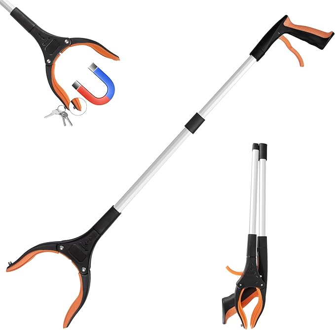 32.65"Grabber Reacher Tool, Foldable Trash Picker, 360°Rotating Grabber with Magnetic for Seniors and Disabled