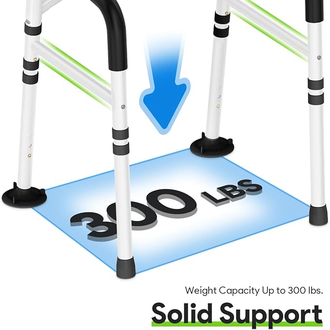 Delog Stand Alone Toilet Safety Rail - Adjustable Width & Height Fit Any Toilet, Medical Toilet Frame for Elderly Handicap Disabled (Black)