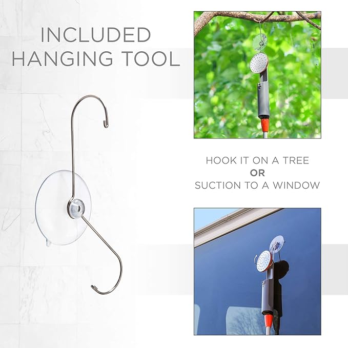 Ivation Portable Camping Shower | Compact Handheld & Hands-Free Rechargeable Outdoor Shower Head & Cleaning System w/ 3.7V Pump, 6-Ft Hose, Bidet Head, Removable Filter, Multiuse Hook & USB Cable