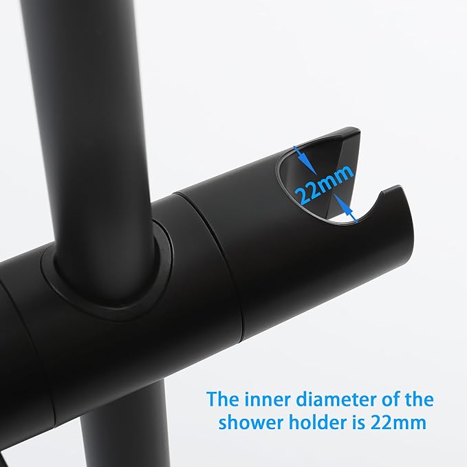 SKOWLL Shower Slide Bar with Height/Angle Adjustable Handheld Shower Holder Matte Black 26 Inch Shower Silde Bar No Drill, Wall Mount Stainless Steel Bathroom Shower Head Holder Bar