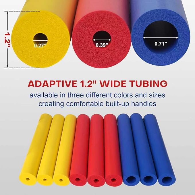 12PCS Foam Grip Tubing 6pcs Adaptive Utensils Grip Tubing, Extended Thickened Built Up Grip Aid for Utensils, Tools and Pens for Elderly, Disabled, Arthritic, Handicapped