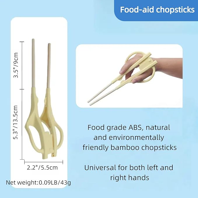 Auxiliary Tableware,Feeding Tableware,Elderly Tableware,Anti-Shake Tableware,Spoon,Fork, Fork and Spoon,Three-piece Set, Yellow Handle Belt.