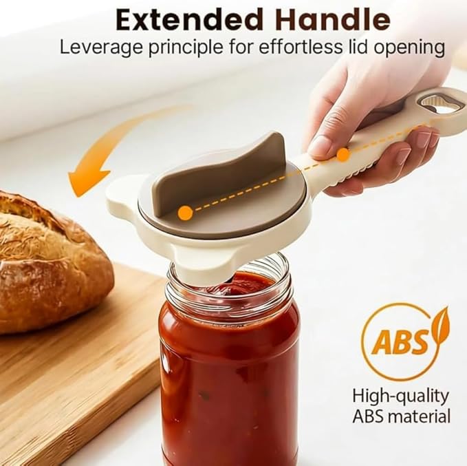 4 in 1 Multi-Purpose Jar Opener, 2026 Upgrade Adjustable Three Claw Bottle Opener, Can Opener with Non-Slip Grip, Multi Size Lid Tool for Seniors, Home Kitchen Helper (1pcs)