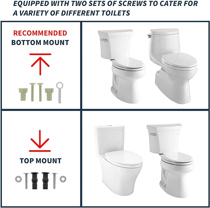 ELONGATED toilet seat risers for seniors, Slow Close, Elevated toilet seat, Heavy Duty, Never Loosen, Raised toilet seat elongated bowl, White(18.5”)