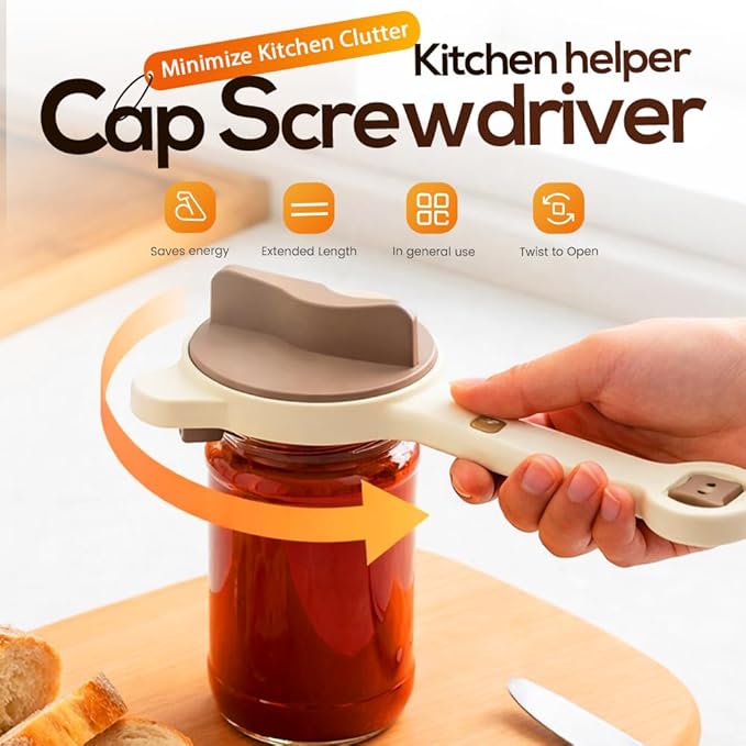 2026 New 4-in-1 Jar Opener - Adjustable Stainless Steel Lid Remover for Seniors & Arthritis Sufferers, Fits Kitchen Jars, Bottles & Cans (2PCS)