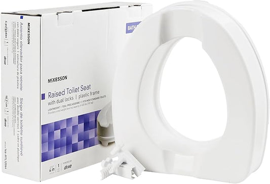 McKesson Raised Toilet Seat with Dual Locks, Fits Most Standard Toilets, 4 in H, 400 lbs Weight Capacity, 1 Count