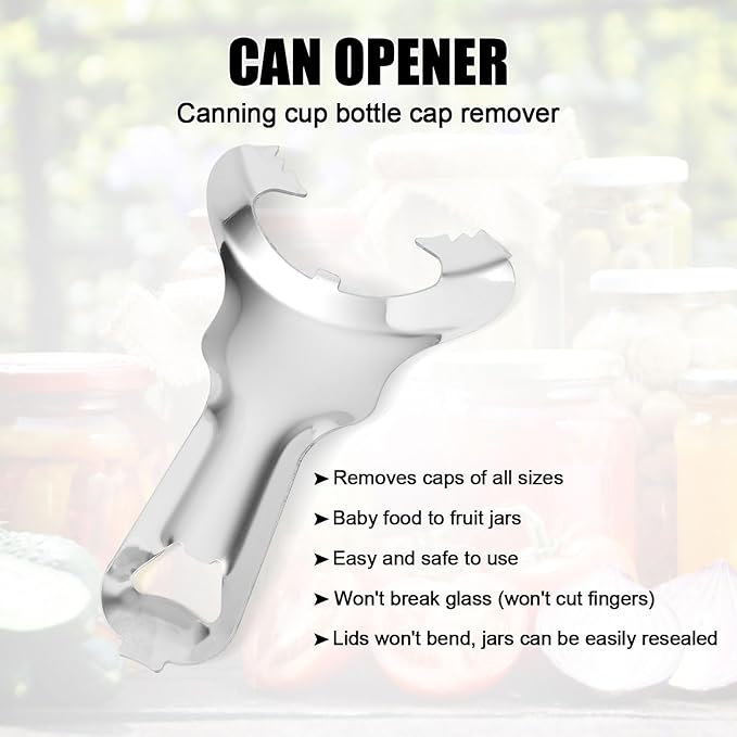 4pcs Mason Jar Opener, Multifunctional Jar Lid Opener Manual Handheld Top Remover Stainless Steel Bottle Opening Tool for Canning Lids, No Lid Dents or Damage