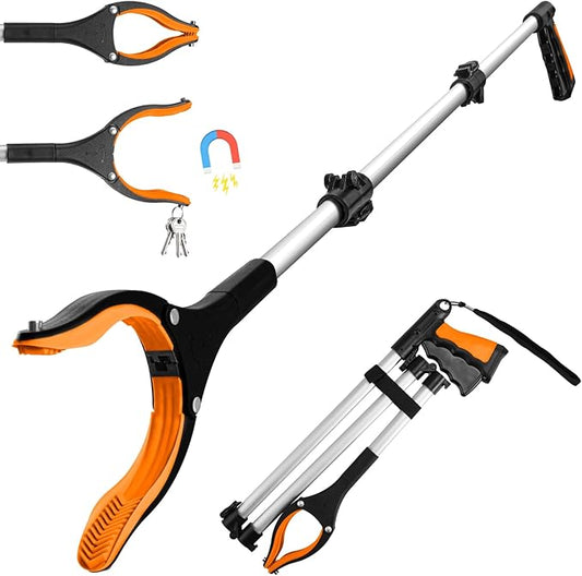 Housolution Reacher Grabber Tool, 43" Extra Long Grabbers for Elderly, Lightweight Handy Trash Claw Grabber with Magnets, Reaching Assist Tool for Trash Pick Up, Arm Extension, Litter Picker (Orange)