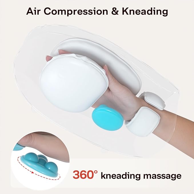ALLJOY Hand Massager for Arthritis and Carpal Tunnel Relief, Cordless Electric Hand Massager with Heat and Compression for Finger Numbness, Mothers Day Gifts for Women and Men (White)