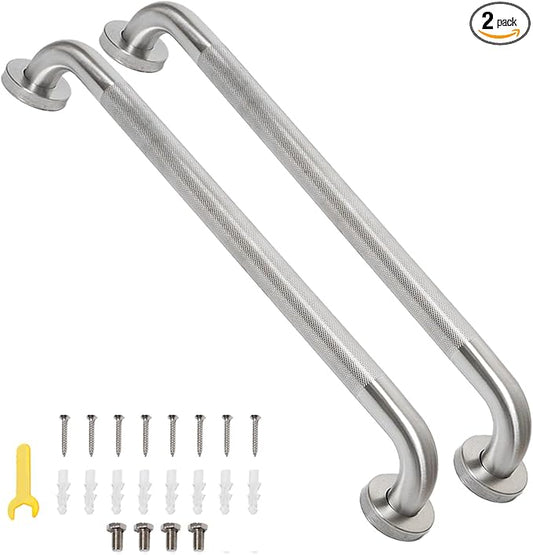 32 Inch Shower Grab Bar, Bathroom Grab Bar Handle with Anti-Slip Knurled Grip, Stainless Steel Bath Balance Bar, Bath Safety Bar Support for Seniors Elderly Pregnant, Shower Hand Rails Brushed Nickel