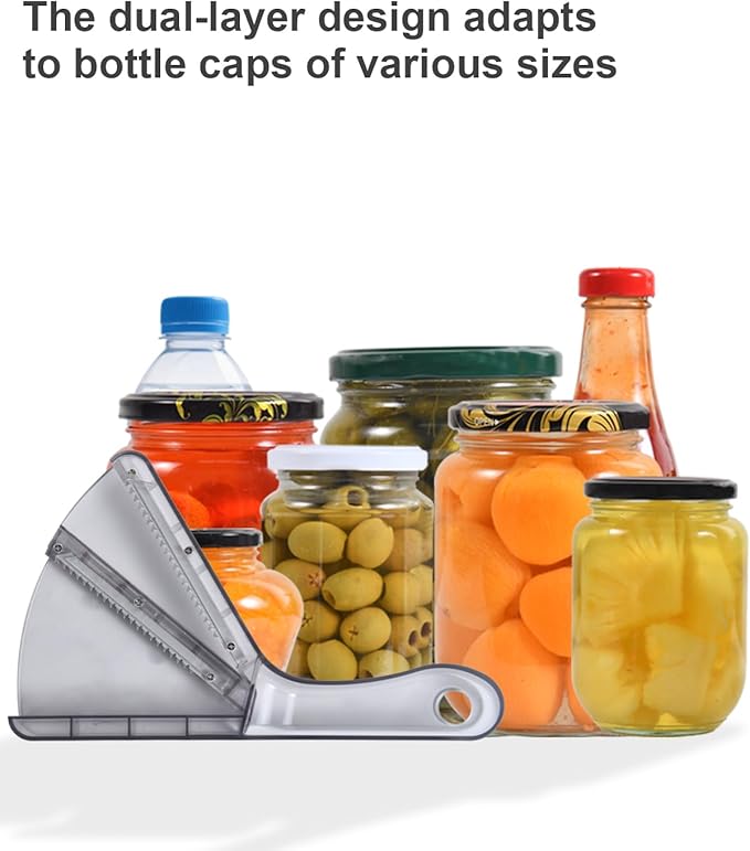 Jar Opener for Weak Hands, Dual-Layer Multifunctional Jar Opener Gripper, Bottle Openers for Seniors, Kitchen Gadgets, Non-Slip Jar Openers for Seniors, Arthritis, Mothers Day Gifts (Grey)