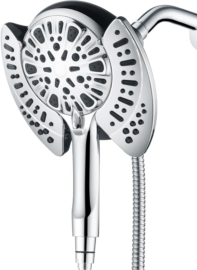 INAVAMZ 2-in-1 Shower Head with Handheld Combo: 2.5GPM Rainfall Shower Head & Handheld Shower Head Use Together or Alone, 9 Spray Settings Hand Held Shower Head with Hose, Shower Trim Systems