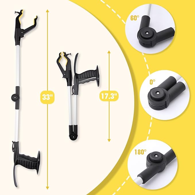 32" Grabber Reacher Tool,2-Pack Foldable Reacher Grabber Pickup Tool with Shoehorn,Trash Picker Upper Grabber,Bend-Free Gifts for Seniors