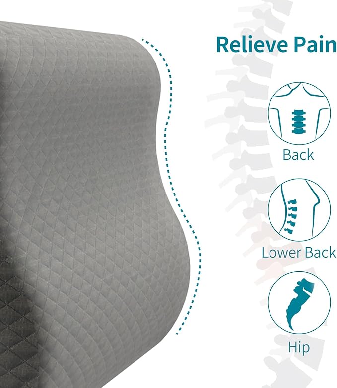 Lumbar Support Pillow for Recliner Chair - 17"x15"x5" Ergonomic Back Cushion with Gel Memory Foam, Adjustable Straps & Washable Cover, Back Pain Relief for Office Car Seat (Dark Grey)