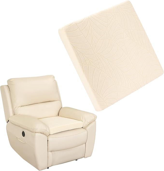 Recliner Cushions for Long Sitting Foam Seat Cushion Soft Tufted Layer for Elderly Seniors, Recliner Chair, Floor Pillow, Office Chair, Car, No Pressure on Thighs, 20X20X3 Inch - Leaves Beige