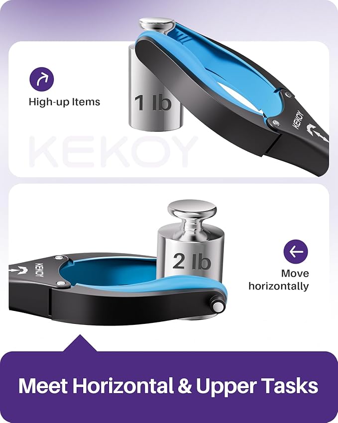 KEKOY 26 Inch Grabber Reacher Tool for Seniors 2 Pack, Foldable Reacher Grabbers Pickup Stick with Anti-Slip 360° Rotating Jaw, 4" Wide Extended Claw with Magnet for Disabled, After Surgery Recovery