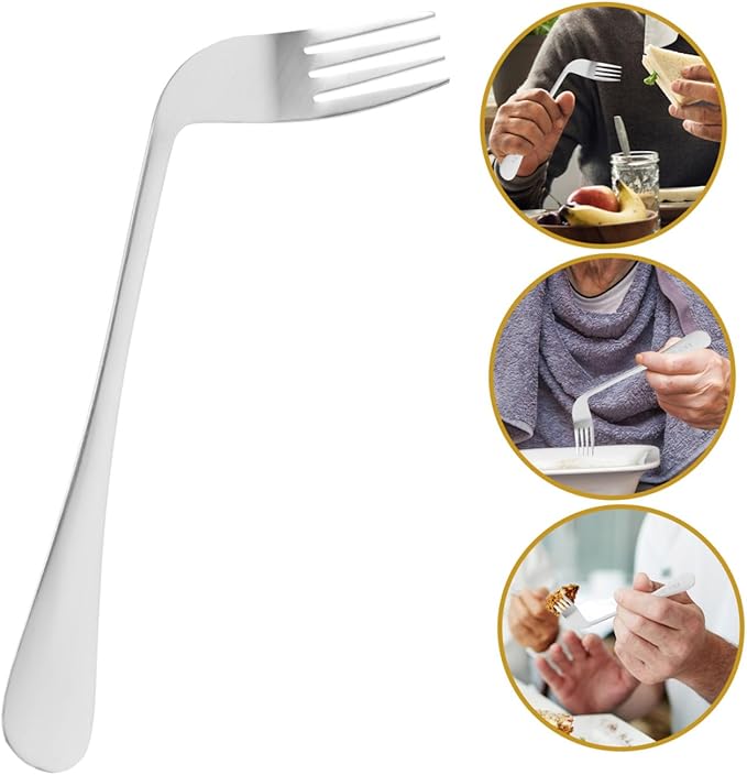 KOMBIUDA Boys and Girls Fork Angled Eating Fork for Elderly Patients Adaptive Utensils